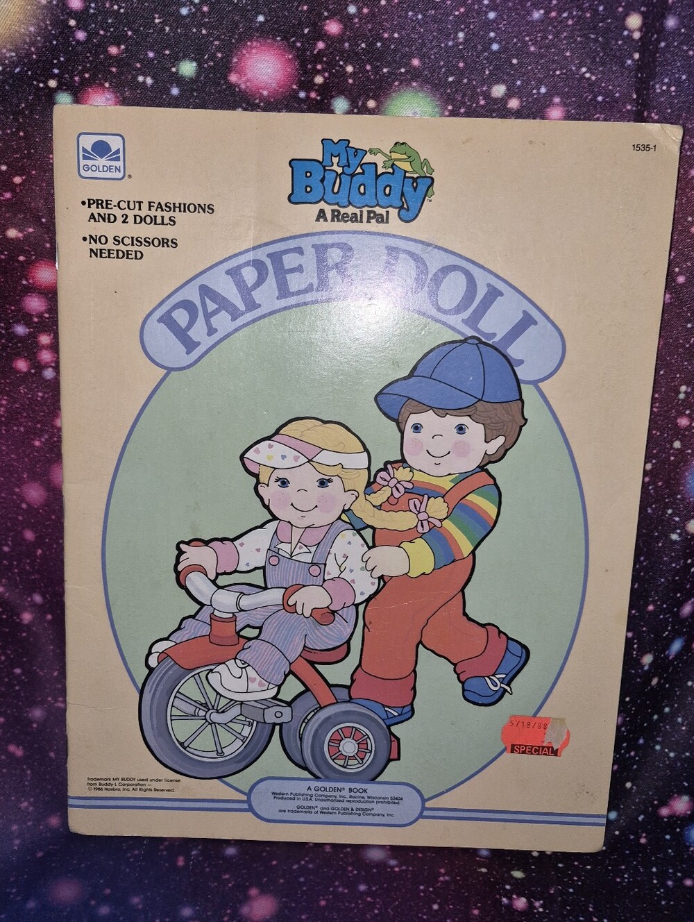 🧸✨ Vintage 1986 Golden My Buddy: A Real Pal Paper Doll Book – UNCUT! ✨🧸🍎